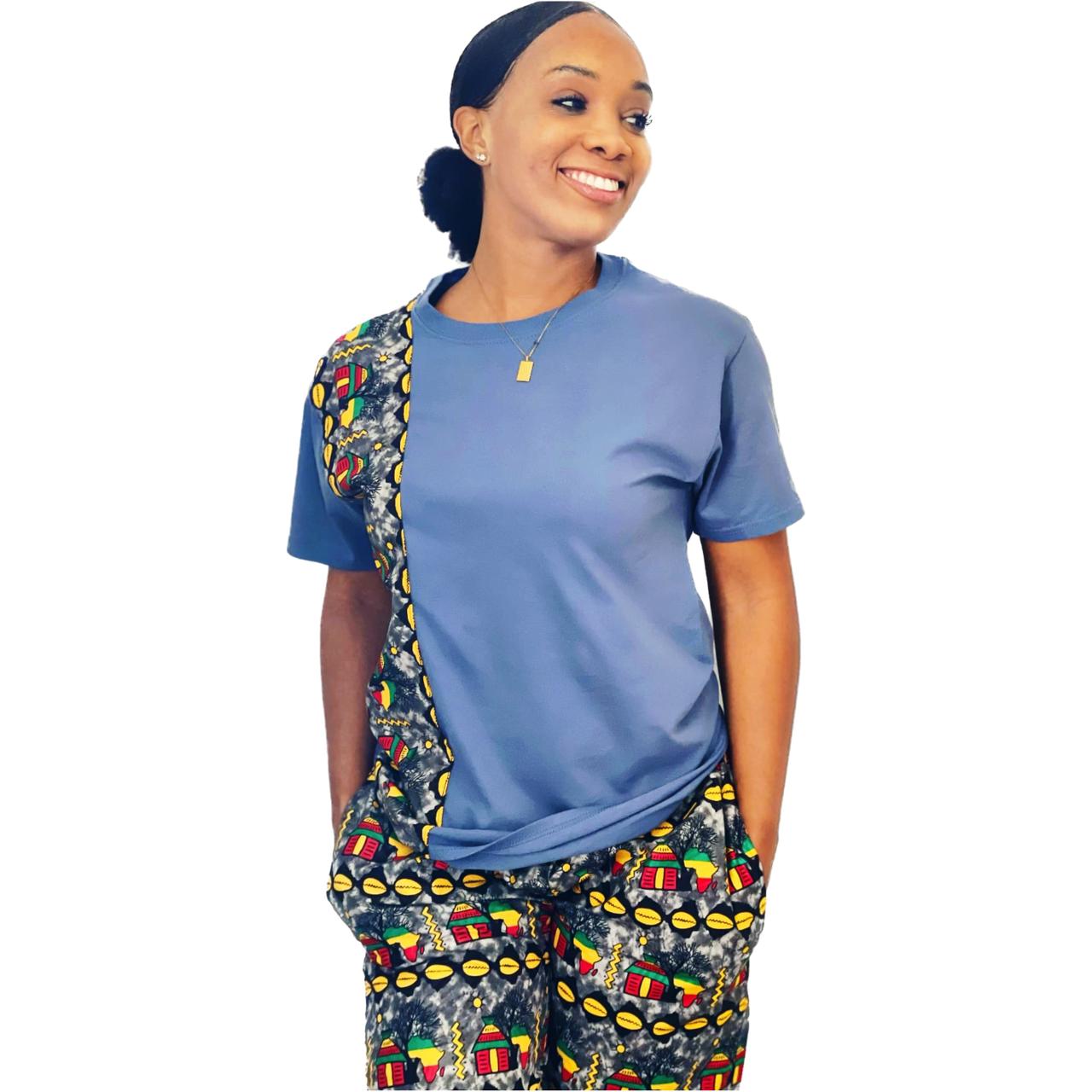 African print t-shirt suit