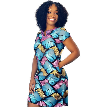 African style V-neck summer Dress with pockets