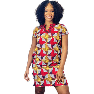 African style V-neck summer Dress with pockets