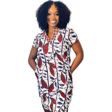 African style V-neck summer Dress with pockets