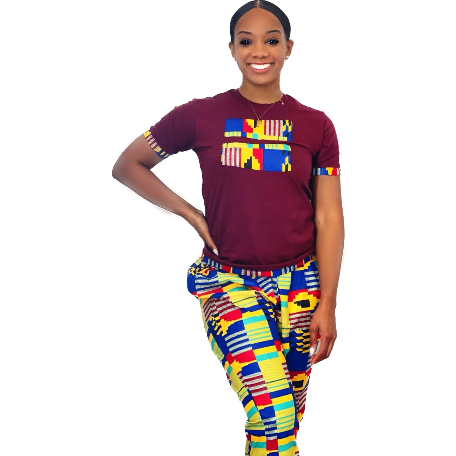 African print t-shirt suit