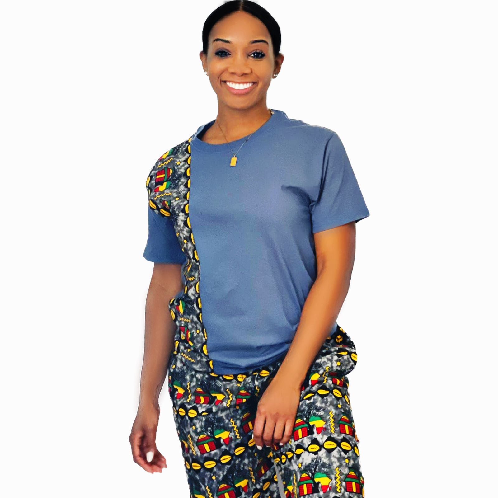 African print t-shirt suit