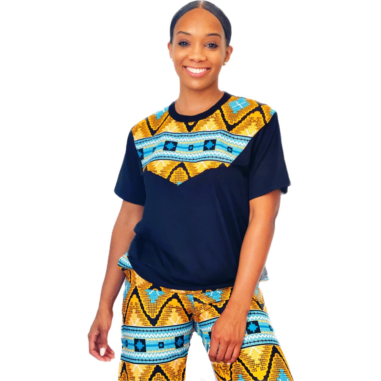 African print t-shirt suit