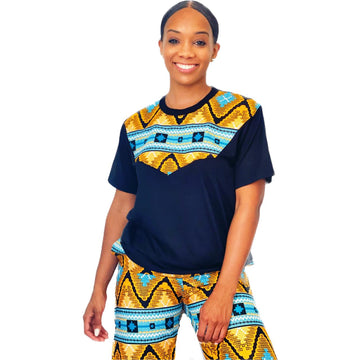 African print t-shirt suit