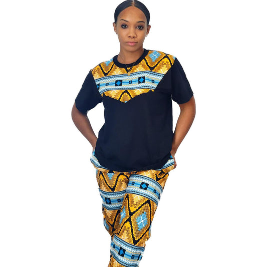 African print t-shirt suit